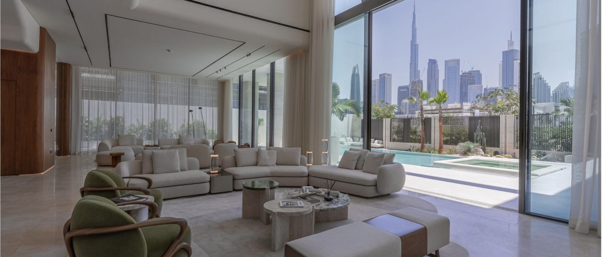 Villa Verve, Al Wasl — living room with Burj Khalifa view