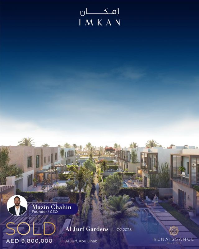 SOLD | Al Jurf Gardens – Al Jurf, Abu Dhabi
3 Villas – 3Br Each | AED 9.8M | USD 2.67M

Congratulations to Mazin Chahin on the successful sale of 3 villas, each featuring 3 bedrooms, at Al Jurf Gardens by Imkan in Al Jurf, Abu Dhabi.

Al Jurf Gardens is a quiet haven of calm, surrounded by nature and infused with tranquility.

#AbuDhabiRealEstate #AlJurfGardens #Imkan #Sold #LuxuryLiving