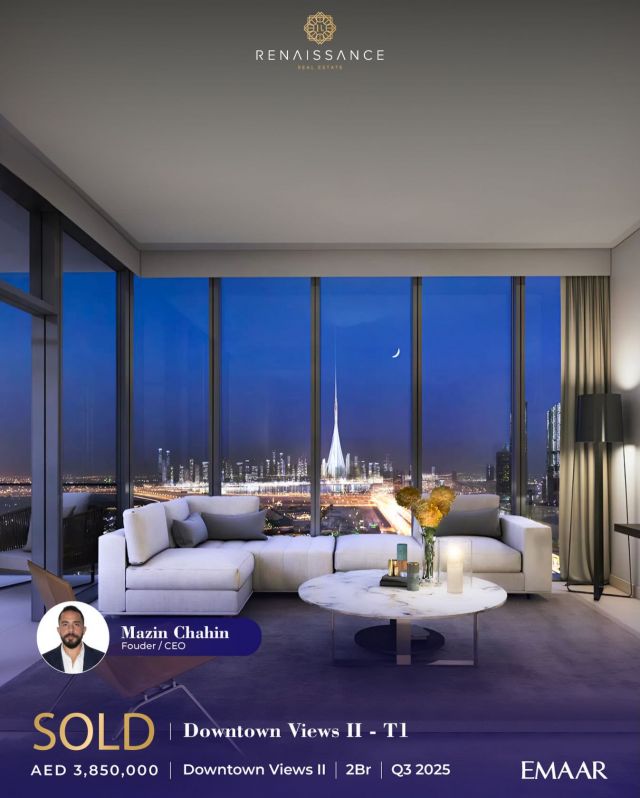SOLD | Downtown Views II – Tower 1
2 BR | AED 3.8M | USD 1M

Congratulations Mazin Chahin on the successful sale of a 2-bedroom apartment at Downtown Views II – Tower 1, a premium development by Emaar in Downtown Dubai.

Downtown Views II offers modern, high-end apartments with panoramic views of the Burj Khalifa and Dubai Fountain, direct access to The Dubai Mall, and premium amenities including pools, gym, sports courts, social lounges, media and game rooms, poolside BBQ areas, and 24-hour concierge services.

#DubaiRealEstate #DowntownViewsII #Emaar #DowntownDubai #Sold #LuxuryApartments #DubaiLiving