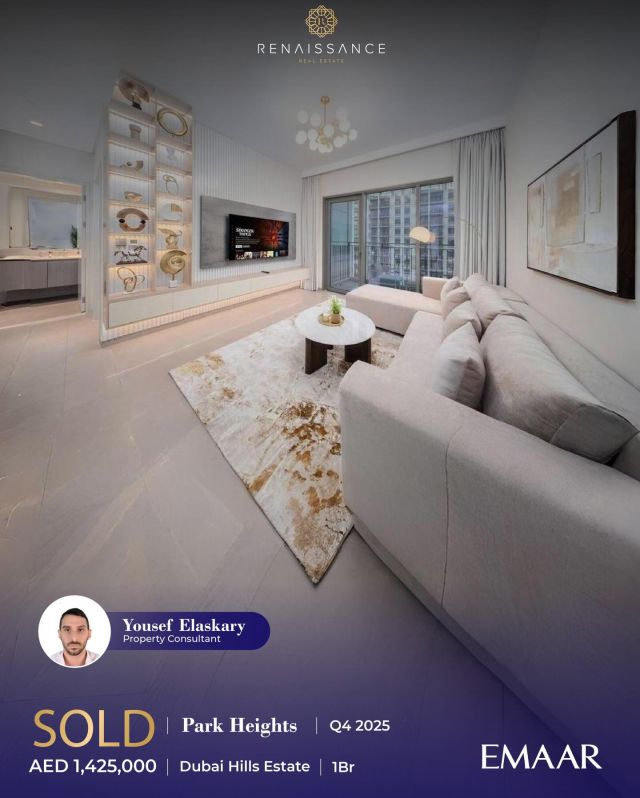 SOLD | Park Heights – Dubai Hills Estate
1BR | AED 1.4M | USD 388K

Congratulations to Yousef Elaskary on the successful sale of a 1-bedroom apartment in Park Heights, a premium residential community by Emaar in Dubai Hills Estate.

Park Heights a modern apartments with views of Burj Khalifa, Downtown Dubai, and Dubai Hills Golf Course. Residents enjoy on-site amenities including infinity pools, gyms, kids’ pools, and play areas, along with easy access to Dubai Hills Mall, parks, schools, and major roads.

#DubaiRealEstate #ParkHeights #DubaiHillsEstate #Emaar #Sold #DubaiHomes #DubaiProperty #LuxuryLiving