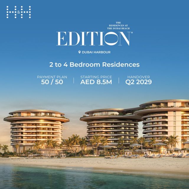 The Residences at The Dubai Beach Edition 🏖️ 

An exclusive beachfront opportunity in Dubai Harbour, developed by H&H Development, Shamal Holding, and Marriott International. This limited collection of 2 to 4-bedroom residences offers prime location, exceptional design, and strong investment potential. Starting from AED 8.5M, with a 50/50 payment plan and handover Q2 2029.

📩 Enquire now for full project details.

#DubaiRealEstate #LuxuryProperty #DubaiHarbour #WaterfrontResidences #OffPlanInvestment