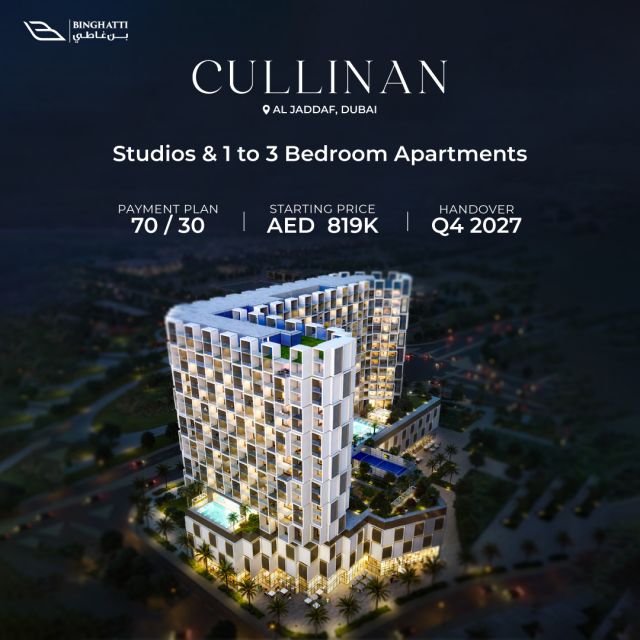 🏙️ Binghatti Cullinan

Elevate Your Living Experience in Al Jaddaf, Dubai – Binghatti Cullinan offers studios and 1–3 bedroom apartments starting from AED 819,999, with a 70/30 payment plan and 20% down payment. Residents enjoy panoramic Burj Khalifa and Zabeel views, thoughtfully designed interiors, and convenient access to metro lines, shopping, airports, and key business hubs. Estimated handover: Q4 2027.

DM us to connect with our property experts.

#BinghattiCullinan #DubaiRealEstate #AlJaddafLiving #LuxuryApartments #PropertyInvestment