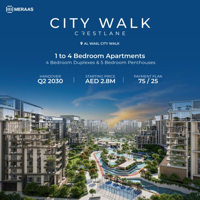 🏙️ City Walk Crestlane By Meraas

Located within Al Wasl at City Walk, Crestlane 5 presents a refined urban lifestyle featuring 1 to 4-bedroom apartments, 4-bedroom duplexes, and exclusive 5-bedroom penthouses. Designed for elevated living, the development combines contemporary design, seamless connectivity, and long-term investment value.

💰 Starting from AED 2.8M
 📊 Payment Plan: 75/25
 🗓️ Handover: Q2 2030

📩 DM us for full details

#CityWalkDubai #LuxuryLiving #DubaiRealEstate #OffPlanProperty #InvestInDubai