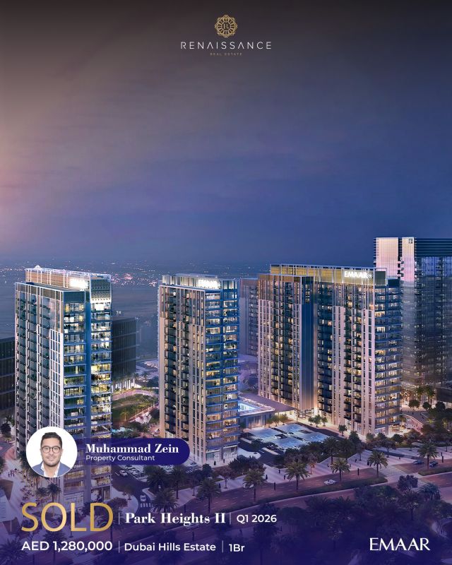 SOLD | Park Heights II – Dubai Hills Estate
1 Unit | AED 1.28M | USD 348K

Congratulations to Mohamad Zein on the successful sale of this 1-bedroom apartment in Park Heights, a prestigious project developed by Emaar.

This modern apartment features light, neutral-toned interiors with fully fitted kitchens, built-in wardrobes, and floor-to-ceiling panoramic windows that maximize sunlight and offer views of Dubai Hills Park.

#DubaiRealEstate #DubaiHillsEstate #Emaar #Sold #ParkHeights