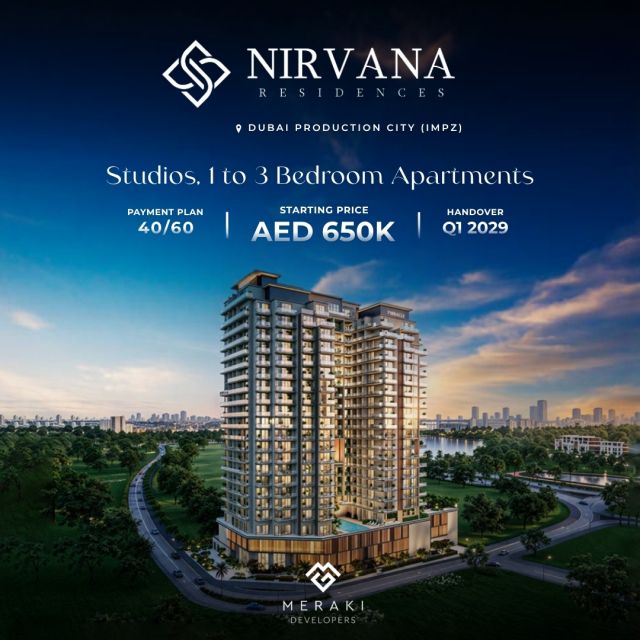 Nirvana Residences | Modern Living in Dubai Production City 🏙️

Experience contemporary living at Nirvana Residences, offering well-designed studios and 1 to 3 bedroom apartments in Dubai Production City (IMPZ). With prices starting from AED 650K, a flexible 40/60 payment plan, and handover in Q1 2029, this project presents a smart opportunity for both end-users and investors.

📩 Contact us today for more details

#DubaiRealEstate #OffPlanDubai #PropertyInvestment #IMPZ #RealEstateDubai