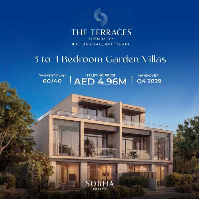 The Pinnacle of Garden Living | The Terraces at Sobha City 💎

An exclusive collection of 3 & 4 bedroom garden villas by Sobha Realty. Set in the heart of Al Bahiyah, Abu Dhabi, these residences offer a refined blend of architectural sophistication and lush natural surroundings.

💰 Starting Price: AED 4.96M
💳 Payment Plan: Flexible 60/40
🔑 Handover: Q4 2029

#SobhaCity #AbuDhabiRealEstate #TheTerraces #LuxuryLiving #AlBahiyah