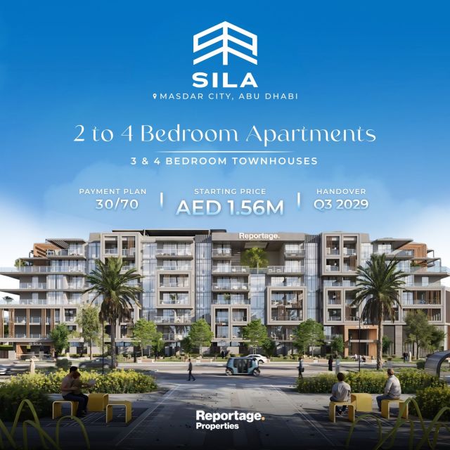 🏙️ Sila at Masdar City

Live in sustainable luxury in Abu Dhabi’s greenest hub. Sila by Reportage Properties offers a premium collection of 2-4 BR apartments and spacious townhouses

💰 Starting Price: From AED 1.56M
💳 Payment Plan: 30/70
🏗️ Handover: Q3 2029

#Sila #MasdarCity #AbuDhabiRealEstate #DubaiProperty #UAEInvest