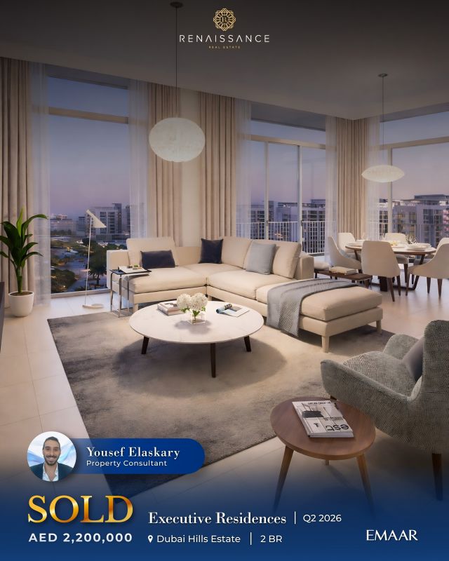 SOLD | Executive Residences – Dubai Hills Estate
1 Unit - 2 BR | AED 2.2M | USD 599K

Congratulations to Yousef Elaskary on the successful sale of a 2-bedroom apartment at Executive Residences, a prestigious development by EMAAR in Dubai Hills Estate.

Executive Residences features premium amenities designed for a seamless work-live lifestyle, including specialized coworking spaces, private meeting rooms, and an on-site Business Cafe. For leisure and fitness, residents have access to a fully equipped gymnasium, peaceful Zen gardens, and a stunning infinity-edge swimming pool. The pet-friendly building also opens directly onto an expansive park that offers a 2.5-kilometer jogging track, a skate park, and vibrant splash pads.

#DubaiRealEstate #DubaiHillsEstate #EMAAR #LuxuryLiving #Sold