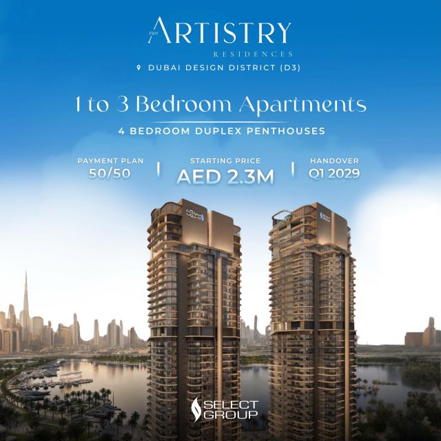 ✨Artistry Two Residences at Dubai Design District (d3)

Select Group introduces Artistry Two, a prime investment opportunity in Dubai’s premier creative hub. Positioned just 8 minutes from Downtown Dubai, this landmark development offers excellent capital growth potential.

1–3 BR Apartments & 4 BR Duplex Penthouses
Starting Price: AED 2.3M
Payment Plan: 50/50
Handover: Q1 2029

#DubaiRealEstate #DubaiDesignDistrict #SelectGroup #DubaiInvestment #OffPlanDubai